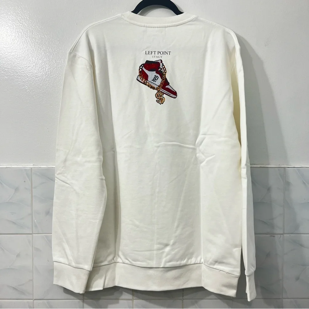 Left Point Sweatshirt Money Sneakers Graffiti Rhinestones Y2K 90s Streetwear 3XL